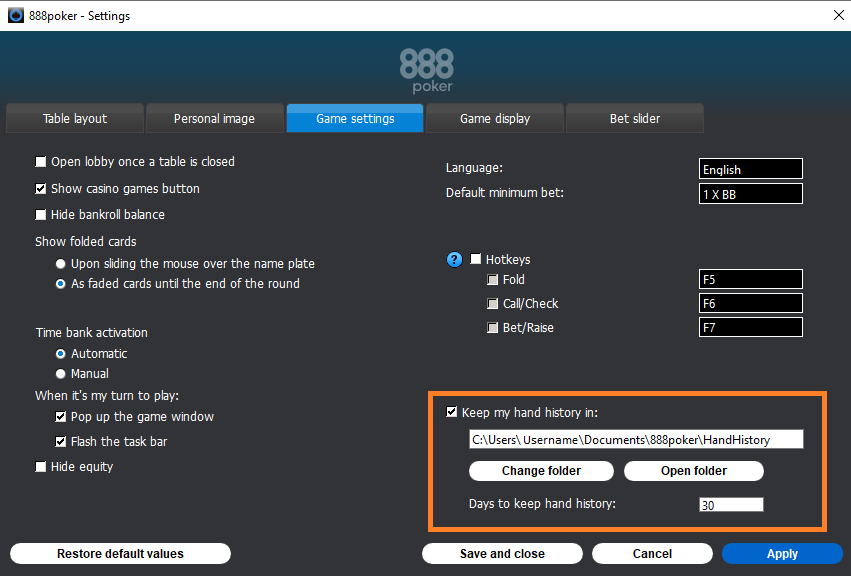 888Poker Hand Histories