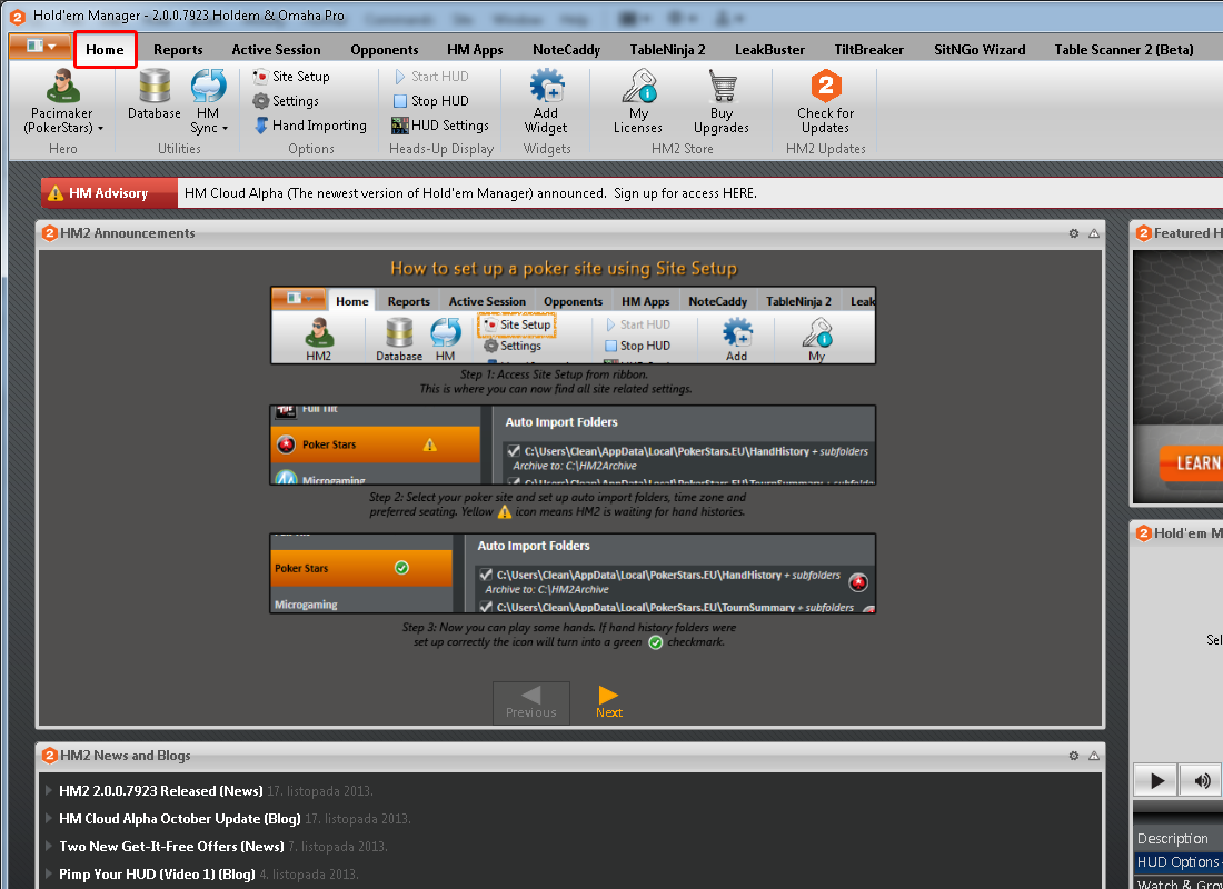 how to set up holdem manager 2